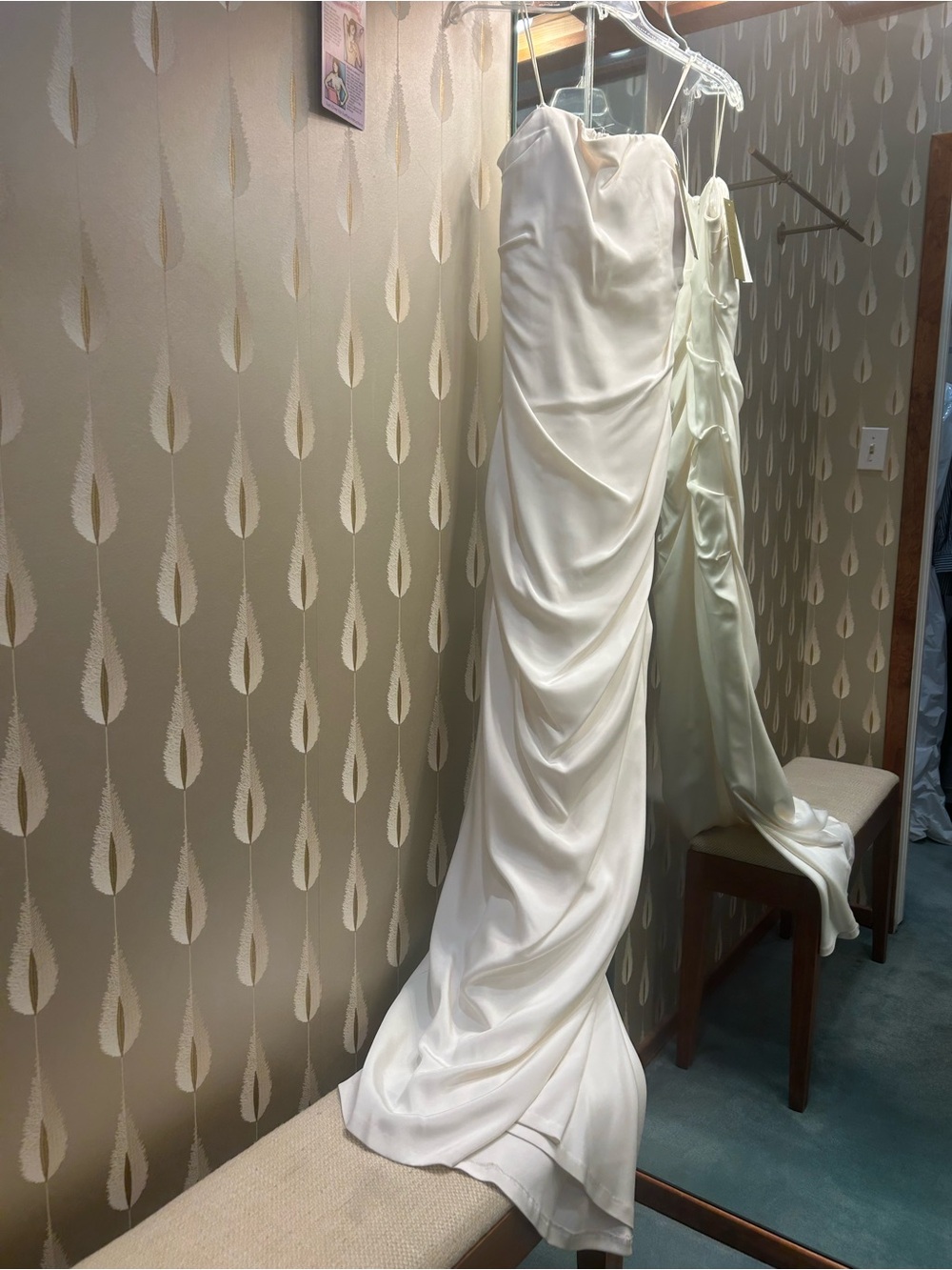 Satin Ivory Draped Strapless Wedding Gown